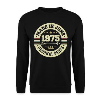 Juni 1975 Geburtstagsgeschenk Juni 1975 Juni 1975 - Unisex Pullover - Schwarz - Vorne - Alina (178cm) & Michal (187cm)