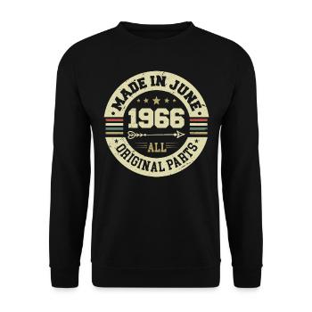 Juni 1966 Geburtstagsgeschenk Juni 1966 Juni 1966 - Unisex Pullover - Schwarz - Vorne - Alina (178cm) & Michal (187cm)