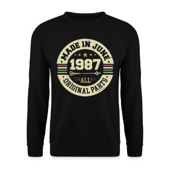 Juni 1987 Geburtstagsgeschenk Juni 1987 Juni 1987 - Unisex Pullover - Schwarz - Vorne - Alina (178cm) & Michal (187cm)