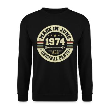 Juni 1974 Geburtstagsgeschenk Juni 1974 Juni 1974 - Unisex Pullover - Schwarz - Vorne - Alina (178cm) & Michal (187cm)