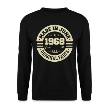 Juni 1968 Geburtstagsgeschenk Juni 1968 Juni 1968 - Unisex Pullover - Schwarz - Vorne - Alina (178cm) & Michal (187cm)