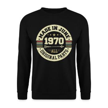 Juni 1970 Geburtstagsgeschenk Juni 1970 Juni 1970 - Unisex Pullover - Schwarz - Vorne - Alina (178cm) & Michal (187cm)