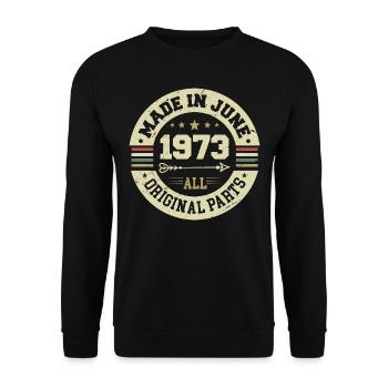 Juni 1973 Geburtstagsgeschenk Juni 1973 Juni 1973 - Unisex Pullover - Schwarz - Vorne - Alina (178cm) & Michal (187cm)