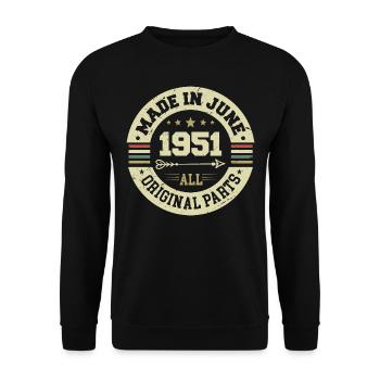 Juin 1951 Cadeau d’anniversaire Juin 1951 Juin 1951 - Sweat-shirt Unisexe - noir - Devant - Alina (178cm) & Michal (187cm)