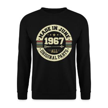 Juni 1967 Geburtstagsgeschenk Juni 1967 Juni 1967 - Unisex Pullover - Schwarz - Vorne - Alina (178cm) & Michal (187cm)