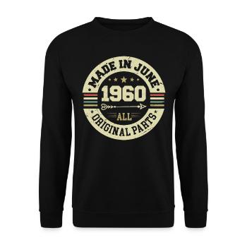 June 1960 Birthday Present June 1960 June 1960 - Unisex Sweatshirt - black - Front - Alina (178cm) & Michal (187cm)