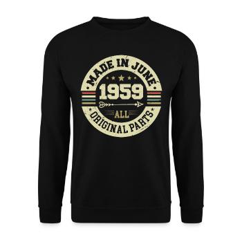 Juin 1959 Cadeau d’anniversaire Juin 1959 Juin 1959 - Sweat-shirt Unisexe - noir - Devant - Alina (178cm) & Michal (187cm)