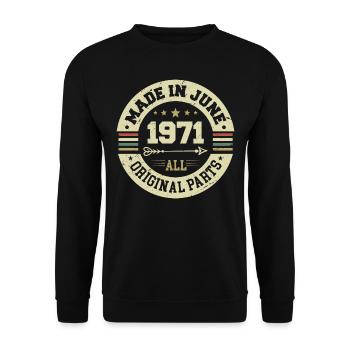 Juni 1971 Geburtstagsgeschenk Juni 1971 Juni 1971 - Unisex Pullover - Schwarz - Vorne - Alina (178cm) & Michal (187cm)