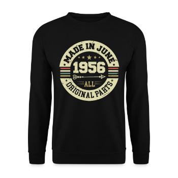 Juni 1956 Geburtstagsgeschenk Juni 1956 Juni 1956 - Unisex Pullover - Schwarz - Vorne - Alina (178cm) & Michal (187cm)