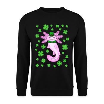 St patricks axolotl pink - Unisex Sweatshirt - black - Front - Alina (178cm) & Michal (187cm)