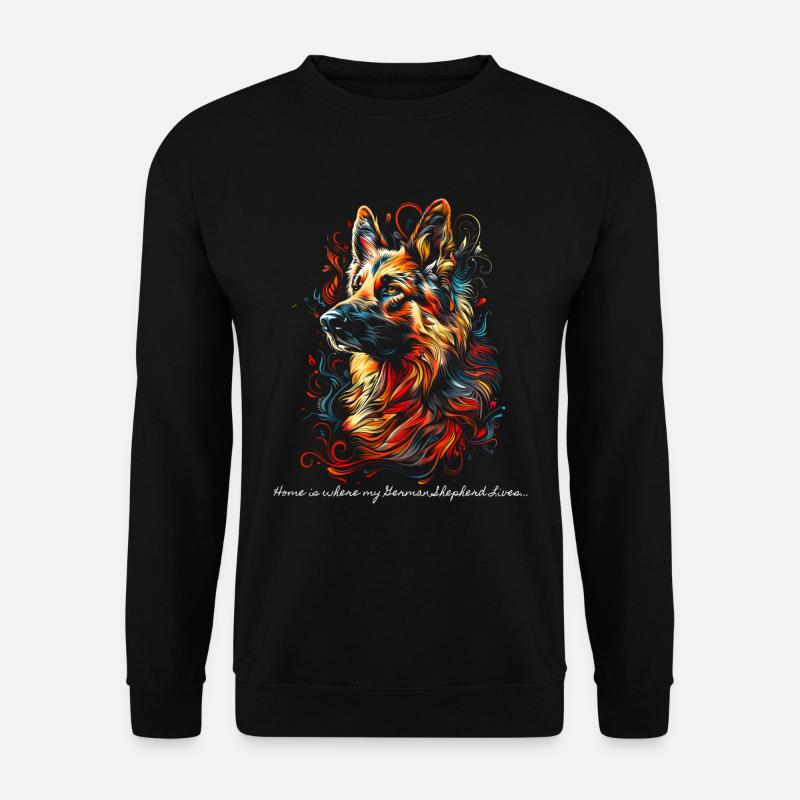 Zuhause ist, wo mein Deutscher Schäferhund lebt... - Unisex Pullover - Schwarz