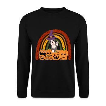 Cute Boston Terrier Halloween Costume Dog - Unisex Sweatshirt - black - Front - Alina (178cm) & Michal (187cm)