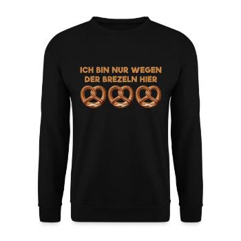Laugenbrezeln lustig Brezeln Brezn Bretzel Breze - Unisex Pullover - Schwarz - Vorne - Alina (178cm) & Michal (187cm)