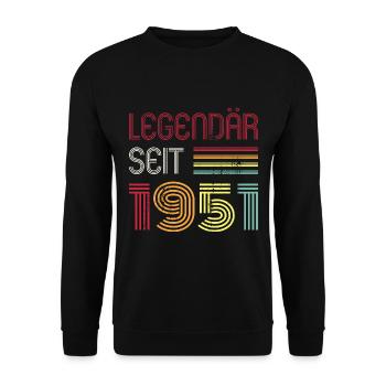 Legendär Seit 1951 Jahr Retro 51er Jahrgang - Unisex Pullover - Schwarz - Vorne - Alina (178cm) & Michal (187cm)
