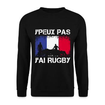 J'Peux Pas J'ai Rugby Joueur Maillot France Rugby - Unisex Pullover - Schwarz - Vorne - Alina (178cm) & Michal (187cm)
