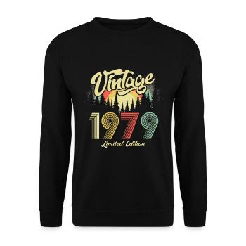 1979 Birthday born in 1979 Retro Vintage - Unisex Sweatshirt - black - Front - Alina (178cm) & Michal (187cm)