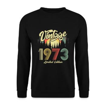 1973 Birthday born in 1973 Retro Vintage - Unisex Sweatshirt - black - Front - Alina (178cm) & Michal (187cm)