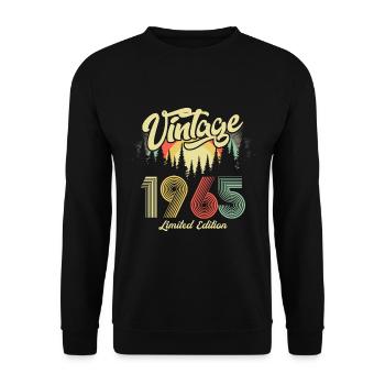 1965 Anniversaire né en 1965 Rétro Vintage - Sweat-shirt Unisexe - noir - Devant - Alina (178cm) & Michal (187cm)
