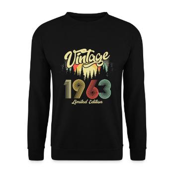 1963 Anniversaire né en 1963 Retro Vintage - Sweat-shirt Unisexe - noir - Devant - Alina (178cm) & Michal (187cm)