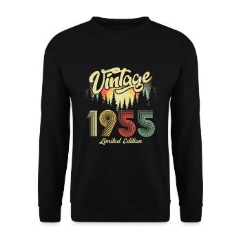 1955 Anniversaire né en 1955 Retro Vintage - Sweat-shirt Unisexe - noir - Devant - Alina (178cm) & Michal (187cm)