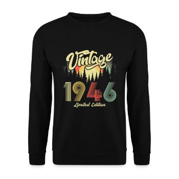 1946 Birthday Born in 1946 Retro Vintage - Unisex Sweatshirt - black - Front - Alina (178cm) & Michal (187cm)