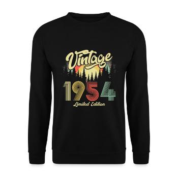 1954 Anniversaire né en 1954 Retro Vintage - Sweat-shirt Unisexe - noir - Devant - Alina (178cm) & Michal (187cm)