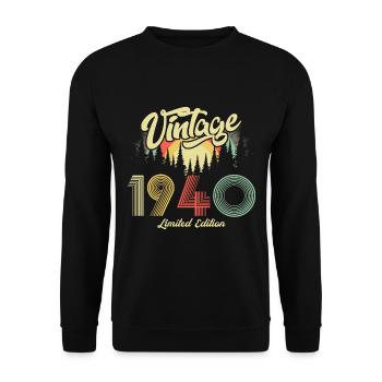 1940 Anniversaire né en 1940 Rétro Vintage - Sweat-shirt Unisexe - noir - Devant - Alina (178cm) & Michal (187cm)