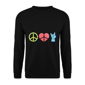 Amour de paix et rock n roll - Sweat-shirt Unisexe - noir - Devant - Alina (178cm) & Michal (187cm)