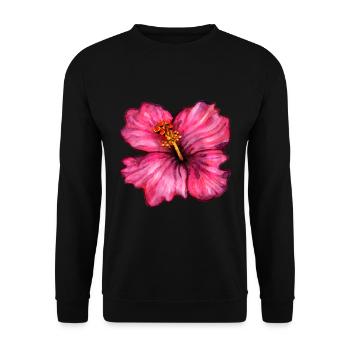 Hibiscus (watercolor) - Unisex Sweatshirt - black - Front - Alina (178cm) & Michal (187cm)