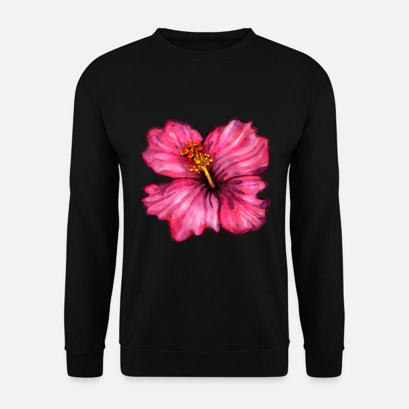 Hibiskus (Aquarell) - Unisex Pullover - Schwarz
