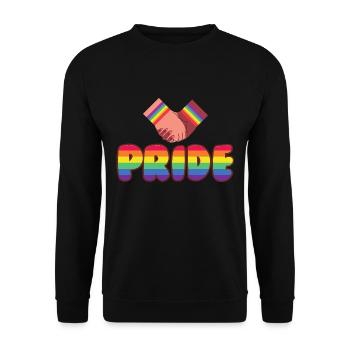 Gay Pride Rainbow Handshake CSD LGBTQ - Unisex Sweatshirt - black - Front - Alina (178cm) & Michal (187cm)