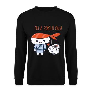 Kawaii Japanese Food Salmon Salmon Sushi Roll - Unisex Sweatshirt - black - Front - Alina (178cm) & Michal (187cm)