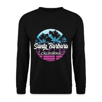 Santa Barbara California Sonnenuntergang Retro - Unisex Pullover - Schwarz - Vorne - Alina (178cm) & Michal (187cm)