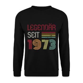 Legendär Seit 1973 Jahr Retro 73er Jahrgang - Unisex Pullover - Schwarz - Vorne - Alina (178cm) & Michal (187cm)