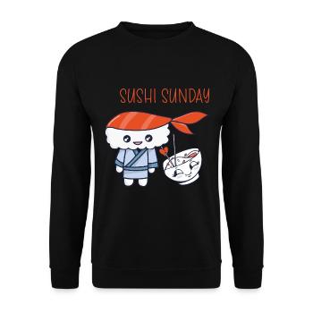 Kawaii Japanese Food Salmon Salmon Sushi Roll - Sweat-shirt Unisexe - noir - Devant - Alina (178cm) & Michal (187cm)