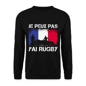 Je Peux Pas J'ai Rugby Joueur Maillot France Rugby - Unisex Pullover - Schwarz - Vorne - Alina (178cm) & Michal (187cm)