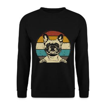 Français Bulldog Français Bulldog rétro - Sweat-shirt Unisexe - noir - Devant - Alina (178cm) & Michal (187cm)