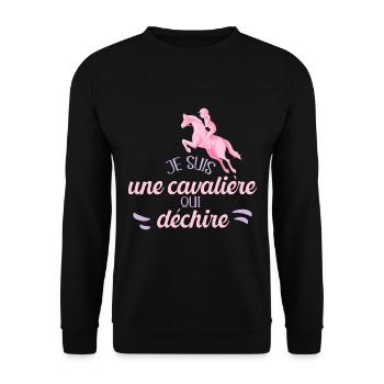 Je Suis Une Cavalière Qui Déchire Cadeau Cavalière - Sweat-shirt Unisexe - noir - Devant - Alina (178cm) & Michal (187cm)