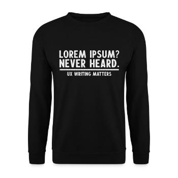 UX Writing Matters - Unisex Sweatshirt - black - Front - Alina (178cm) & Michal (187cm)