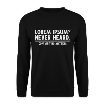 Citation du rédacteur Copywriter Copywriting Matters - Sweat-shirt Unisexe - noir - Devant - Alina (178cm) & Michal (187cm)