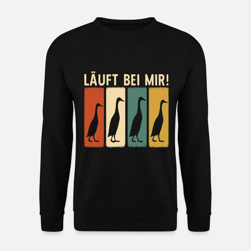 Laufenten - Läuft bei mir - Laufenten Retro Design - Unisex Pullover - Schwarz