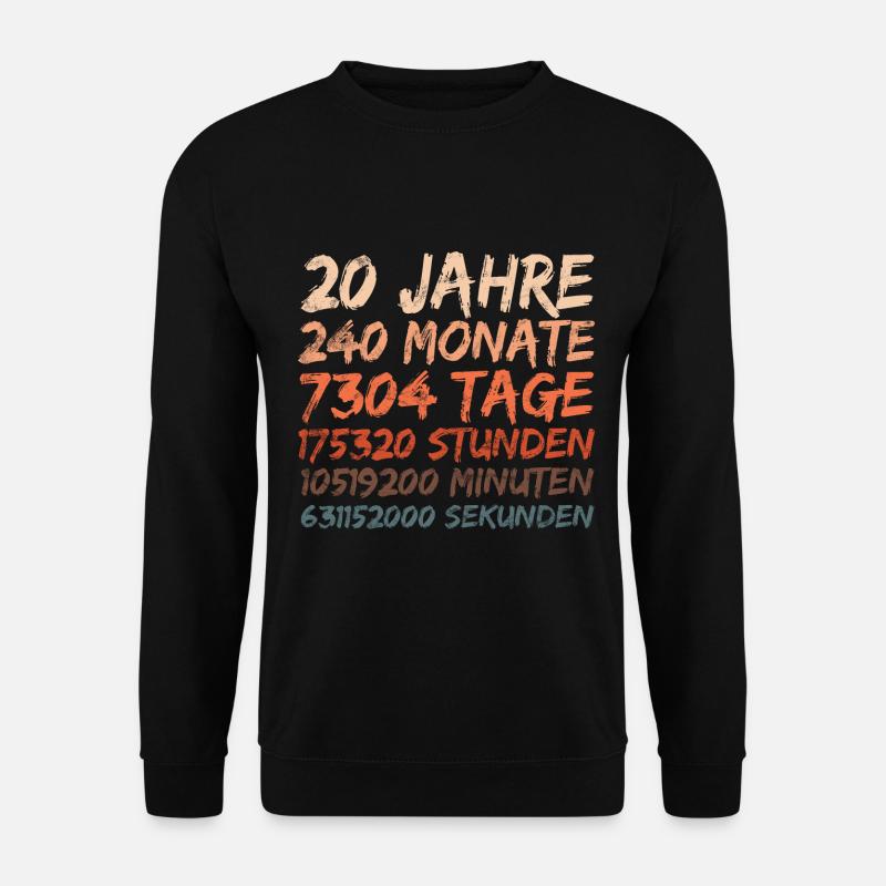 20. Geburtstag - Hochzeitstag, Jubiläum - Unisex Pullover - Schwarz