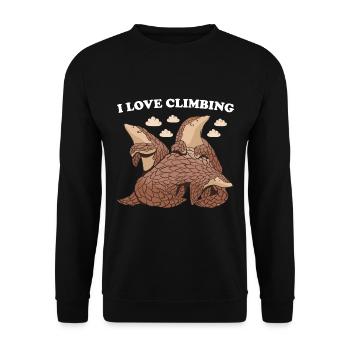 I Love Climbing Pangolin - Unisex Pullover - Schwarz - Vorne - Alina (178cm) & Michal (187cm)