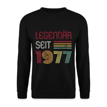 Legendär Seit 1977 Jahr Retro 77er Jahrgang - Unisex Pullover - Schwarz - Vorne - Alina (178cm) & Michal (187cm)