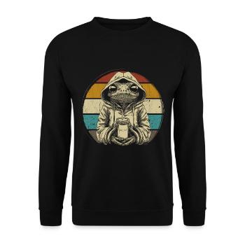 Frog tient du café v1 - Sweat-shirt Unisexe - noir - Devant - Alina (178cm) & Michal (187cm)