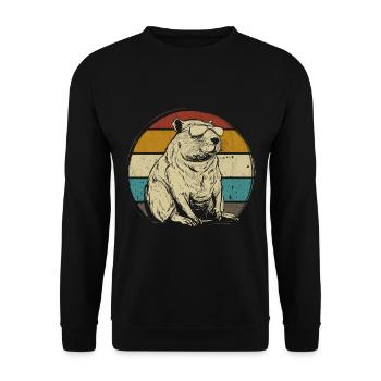 Capybara Wasserschwein retro Nagetier Tier lustig - Unisex Pullover - Schwarz - Vorne - Alina (178cm) & Michal (187cm)