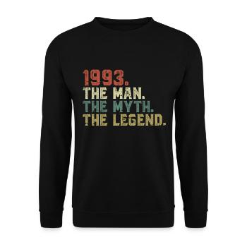 Né en 1993, l’homme, le mythe, la légende - Sweat-shirt Unisexe - noir - Devant - Alina (178cm) & Michal (187cm)