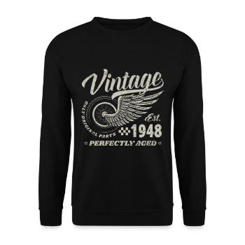 Vintage 1948 Year of birth 76 Birthday 76 Vintage - Unisex Sweatshirt - black - Front - Alina (178cm) & Michal (187cm)