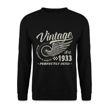 Vintage 1933 Year of birth 87 Birthday 87 Vintage - Unisex Sweatshirt - black - Front - Alina (178cm) & Michal (187cm)