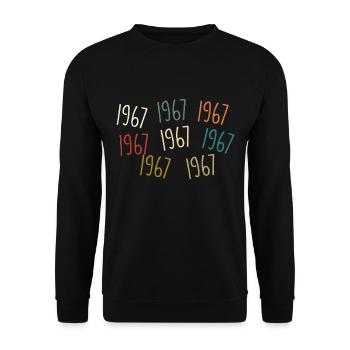 Né en 1967, année de naissance - légendaire depuis 1967 - Sweat-shirt Unisexe - noir - Devant - Alina (178cm) & Michal (187cm)